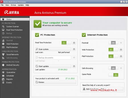 Programos.Avira AntiVir Internet Security 2013